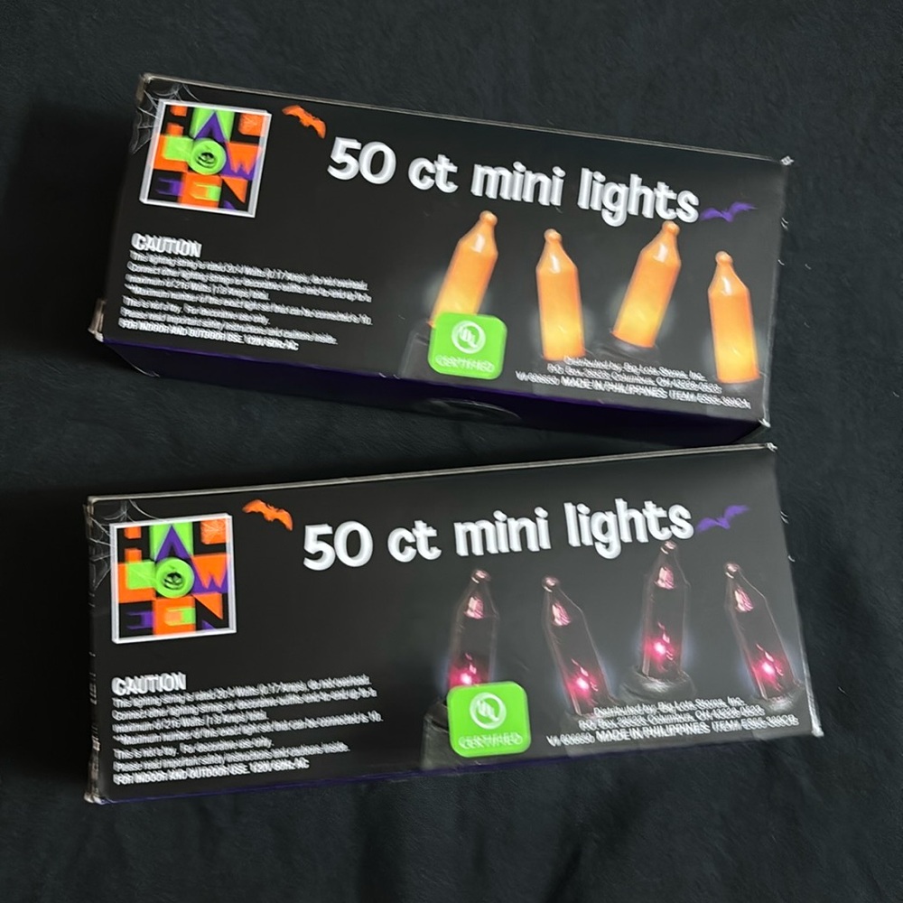 2 Packs of 50 Count Mini Lights Purple & Orange NWT